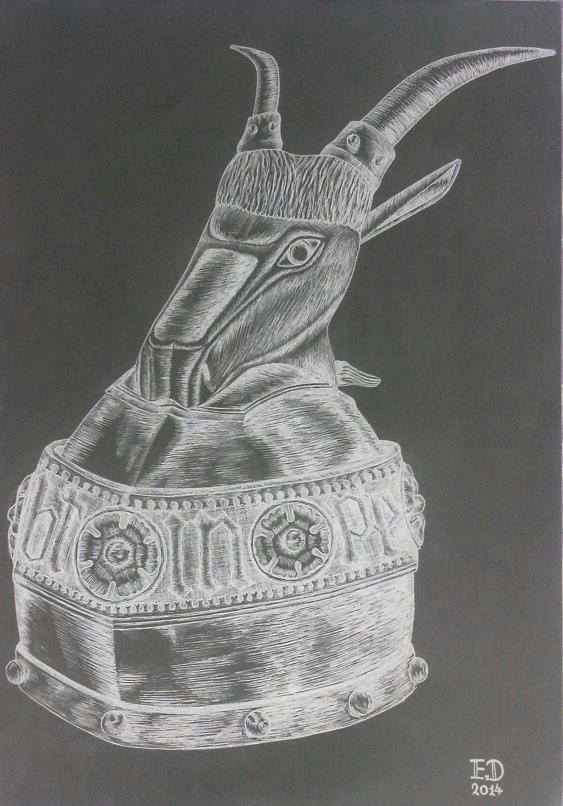 Drawing - Helmet Of Skanderbeg 04