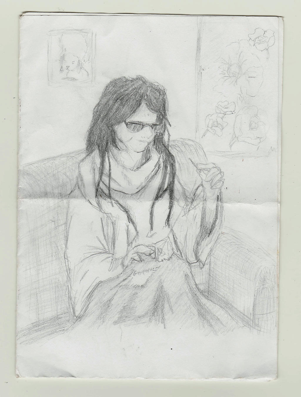 a drawing of an old lady sewing a blanket by SweetSugerApple on DeviantArt