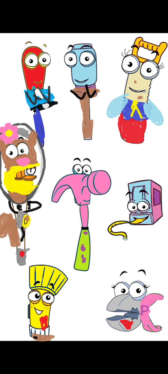 Manny's Tools Dressed As The SpongeBob Characters