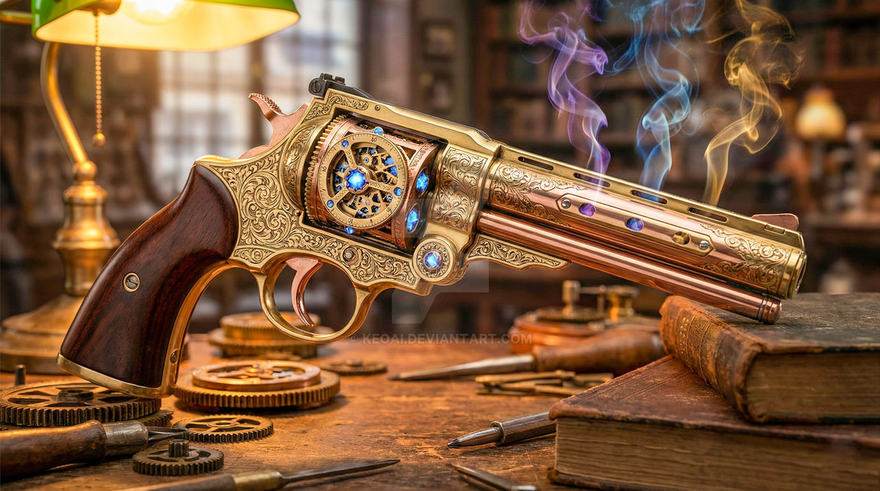 Clockpunk Revolver Arcane Clockwork: The Engraved Steampunk Revolver by KeoAI on DeviantArt