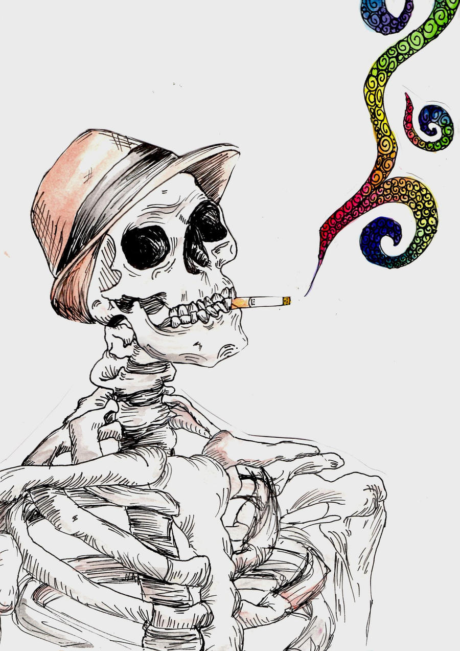 smoking skeleton