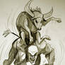 Bull riding man