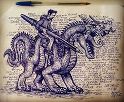 Writer Riding Demon Dragon