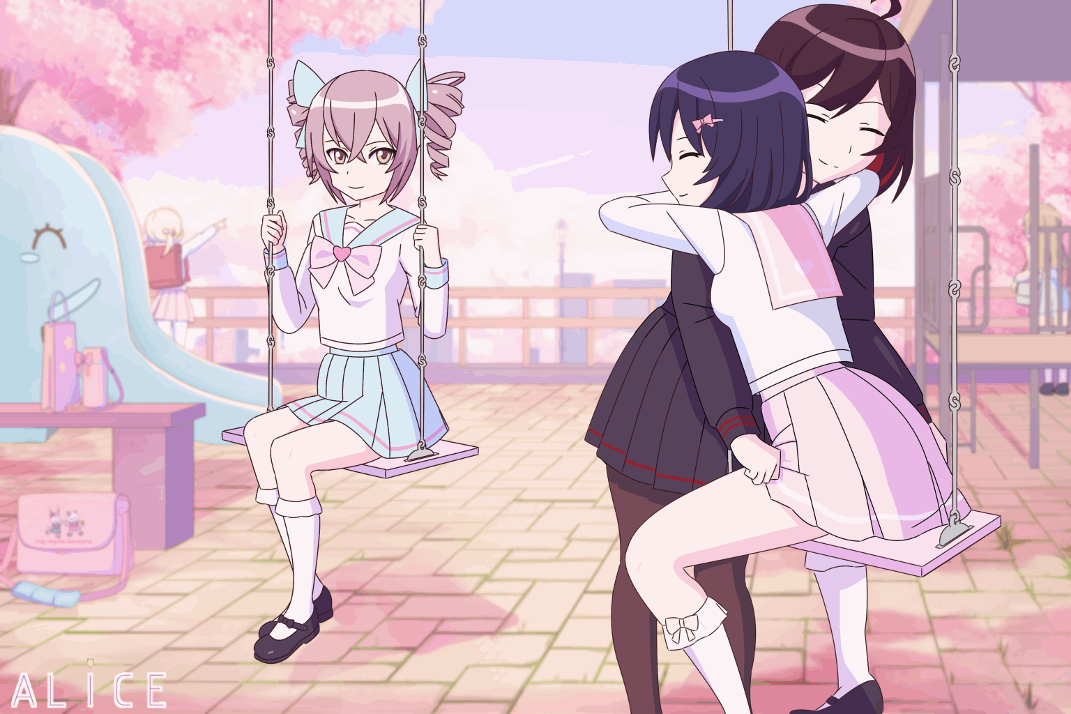 Seele, Bronya and Veliona in the park by alice99narumi on DeviantArt