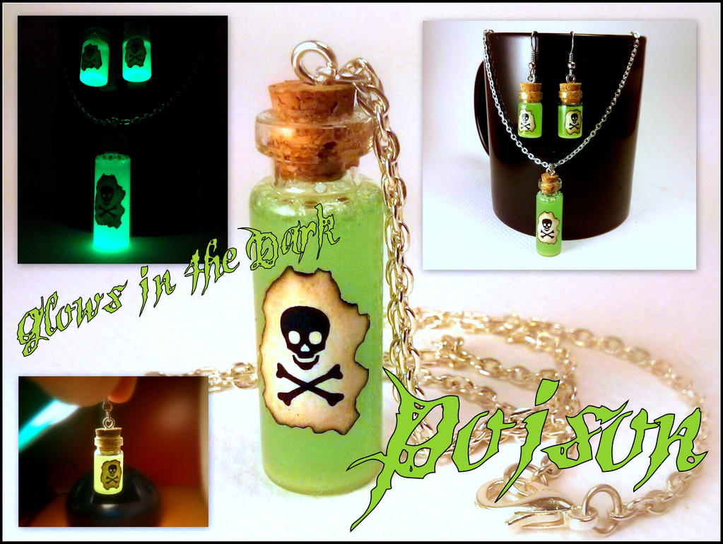 Deadly Poison Vial Necklace and Earrings