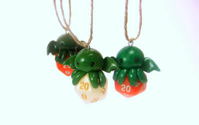 Chibi Cthulhu D20 Dice Christmas Ornaments