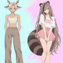 Raccoon girl and deer girl.