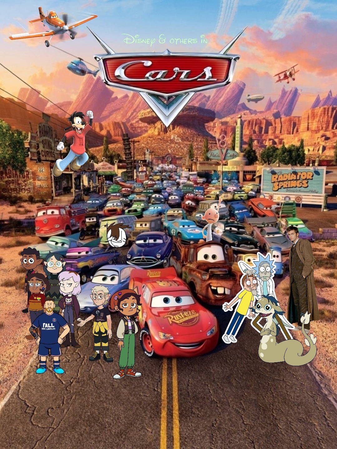 Disney and others in Cars poster by NOGLEDRWHOWLHOUSE on DeviantArt