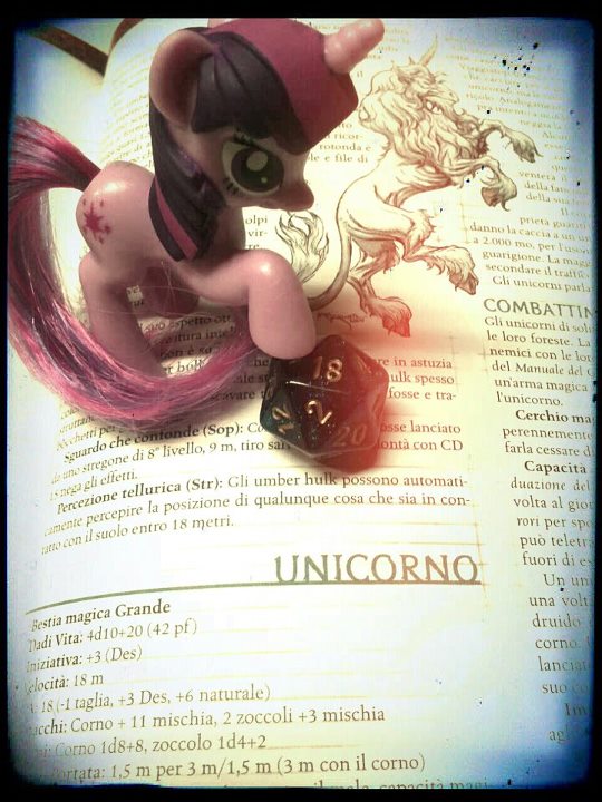 Twilight Sparkle is studying her features