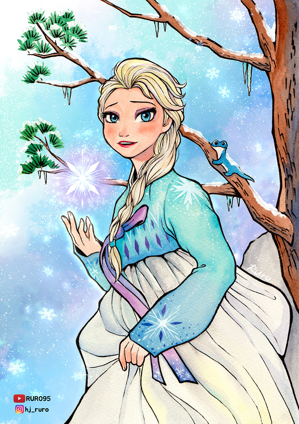 Elsa wears Hanbok (Korean traditional clothes) by RURO95 on DeviantArt