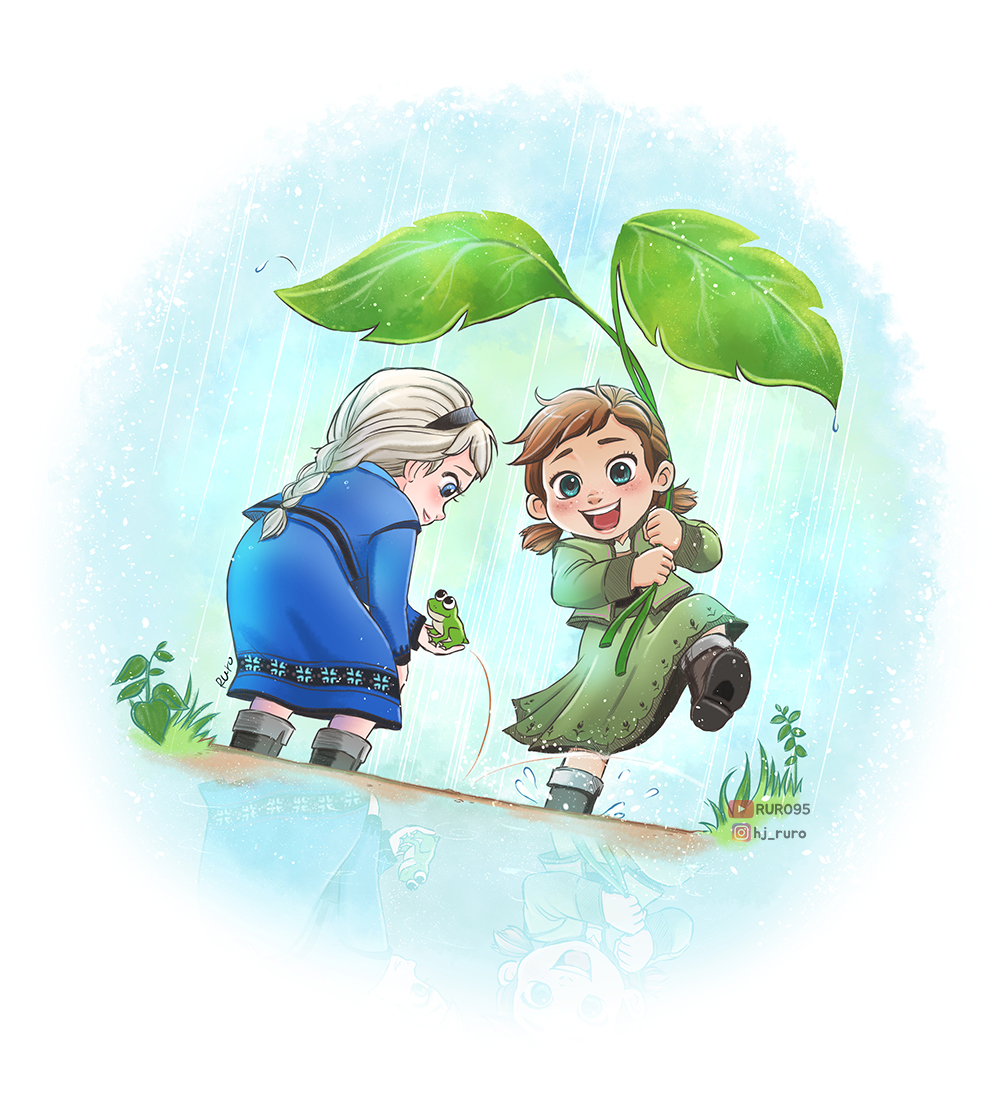 Spring Rain, Elsa and Anna, Frozen Fanart by RURO95 on DeviantArt