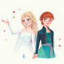 Elsa and Anna, Wateroclor, Frozen Fanart