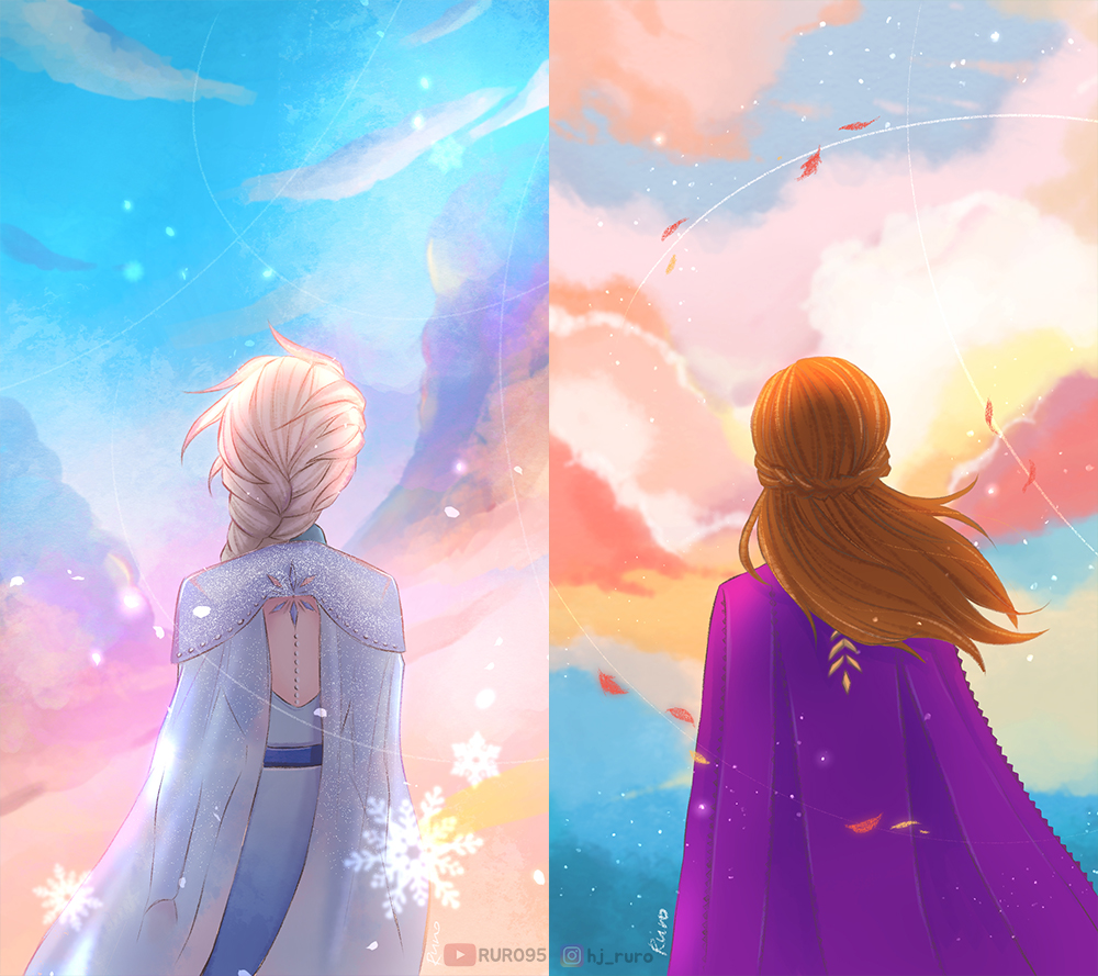 ELSA and ANNA , Sky by RURO95 on DeviantArt