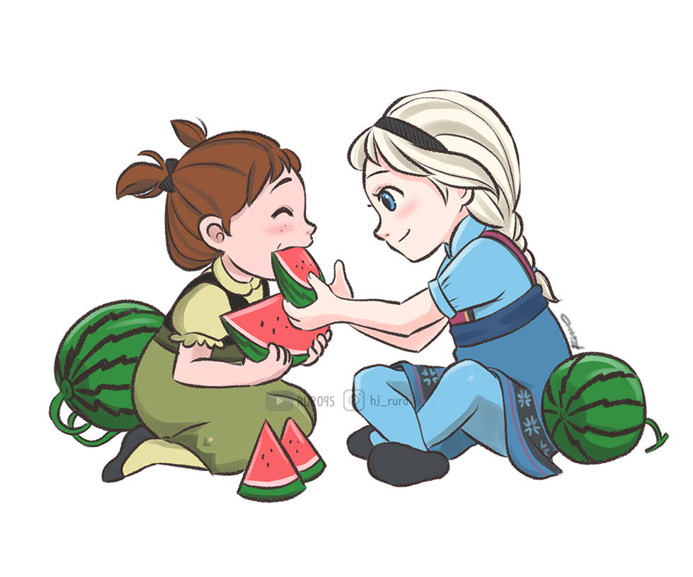 Elsa and Anna _ Watermelon by RURO95 on DeviantArt