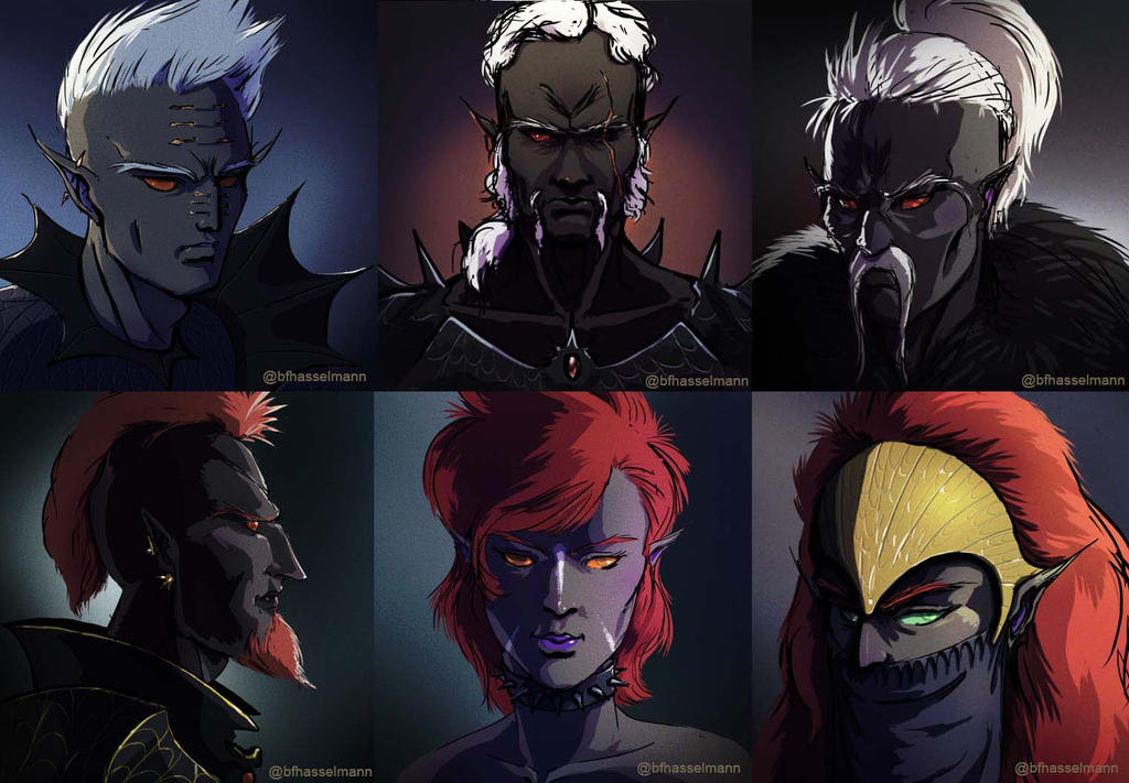 Alternative Drow Features Drow Portraits Exploration - 1/3 by SwordEnchanter on DeviantArt