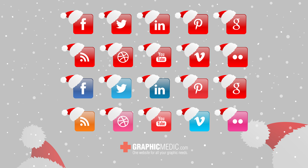 FREE Vector Christmas Social Icon Set