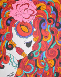 Colorful Sugar Skull Girl by ToniTiger415