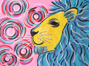 Colorful Lion with Swirls
