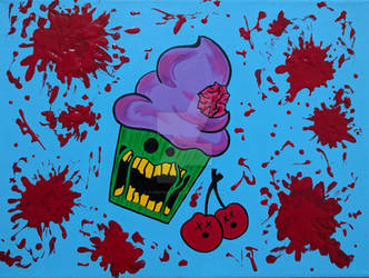 Bloody Zombie Cupcake Painting