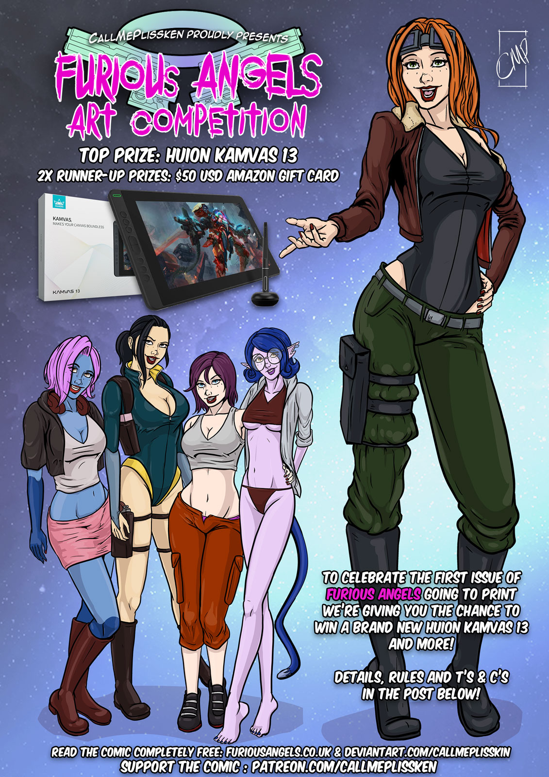 Win a Huion Kamvas 13 - Furious Angels Art Comp!