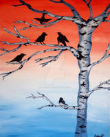 Winter Morning Blackbirds