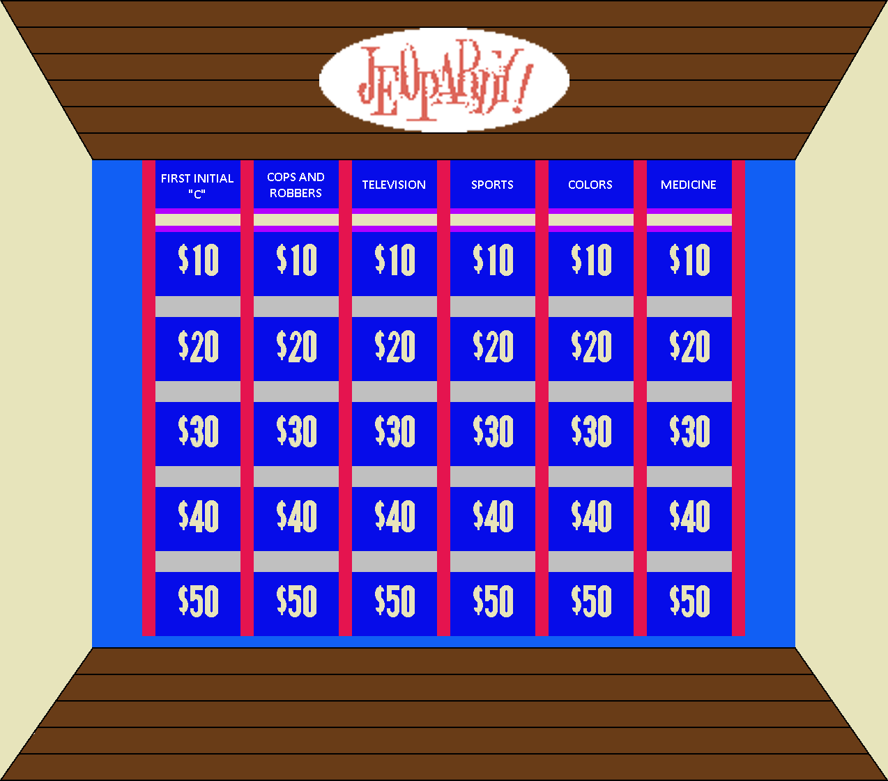 Original Jeopardy! Board Round 1