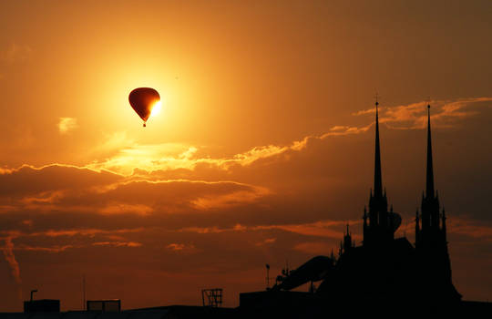 Balloon sunset in Brno II