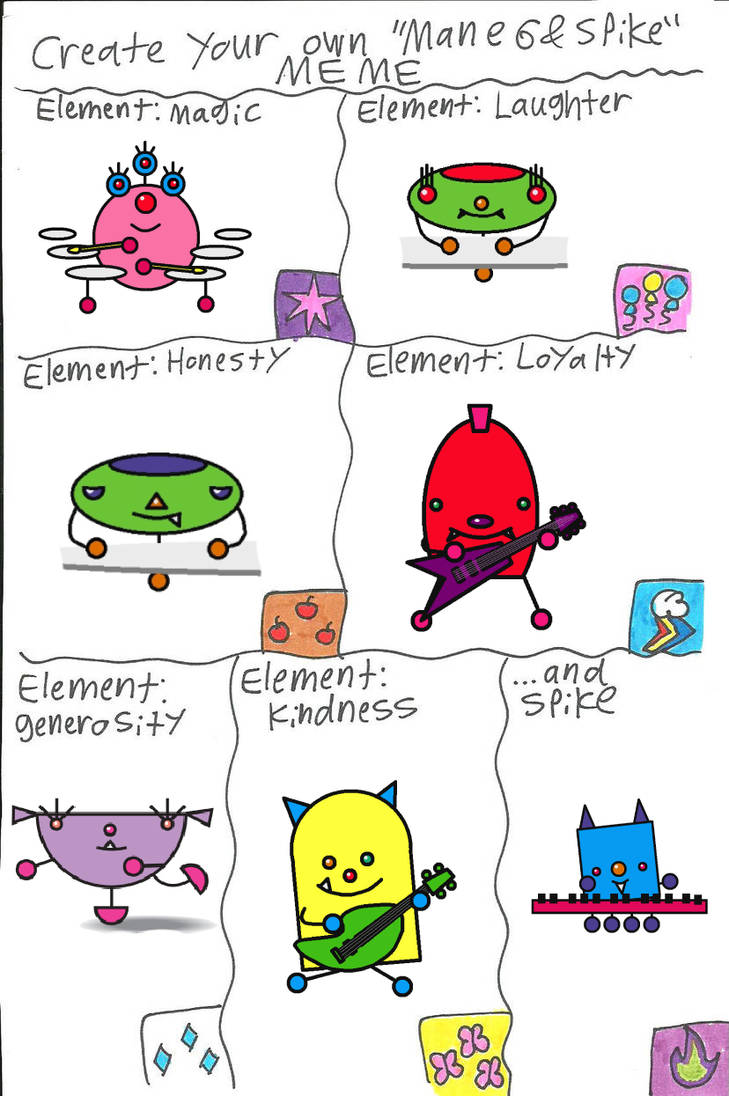 Mane Rage Monster Happy Monster Band Mane 6 Cast Meme and Spike by RyderCash14 on DeviantArt