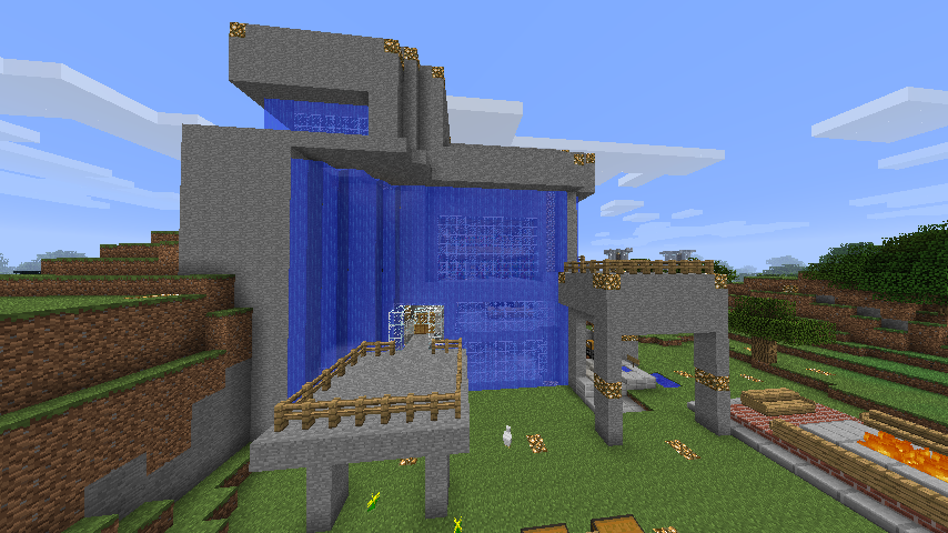 My Waterfall House in Minecraft (Updated)