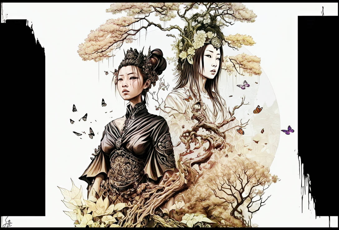 Samurai Geisha Women in the Lotus Garden Bodhi Tre by RobertoLazary on ...