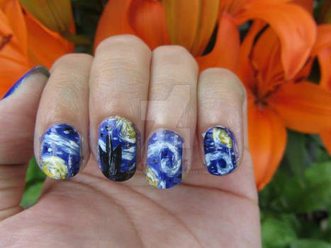 Starry night nail art