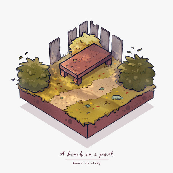 A bench in a Park (Isometric study)
