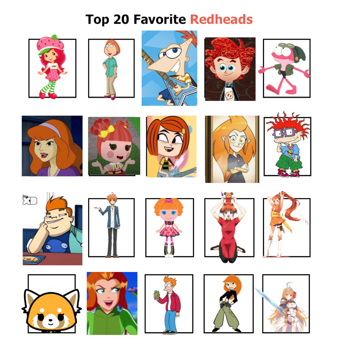 Top 20 Redheads by WorldofAri on DeviantArt