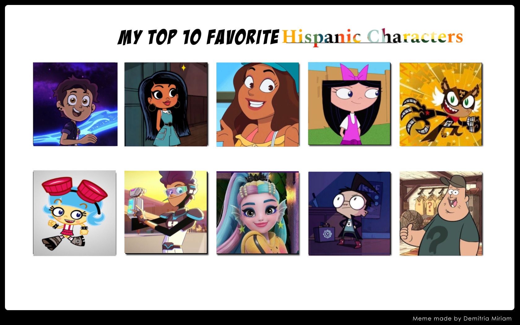 My Top 10 Favorite Hispanic Characters by WorldofAri on DeviantArt