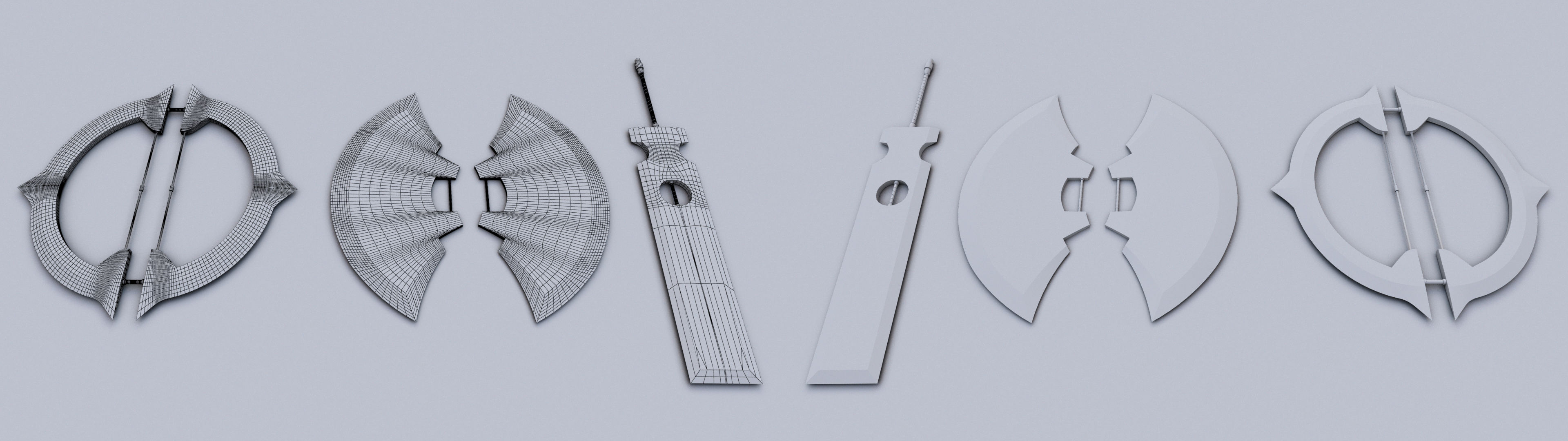 Weapon Set Base models and wireframes