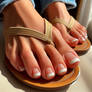 French Tip Toenails in Flip-flops