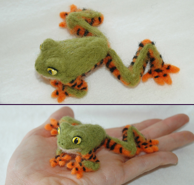 Needle Felted Tiger Lemur Frog