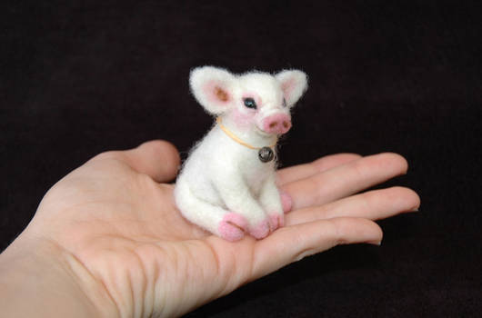 New Baby Piglet. Miniature, Hand Needle Felted.