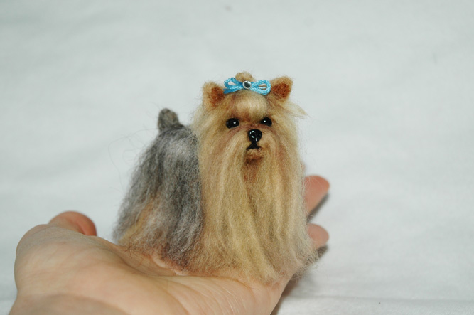 Mini Long Coated Yorkshire Terrier, Needle Felted