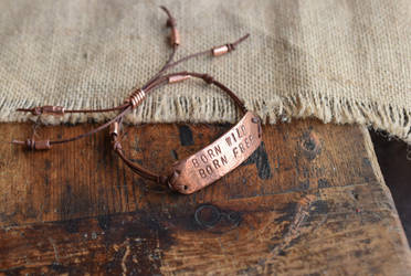 Hand-forged Copper and Leather Bracelet