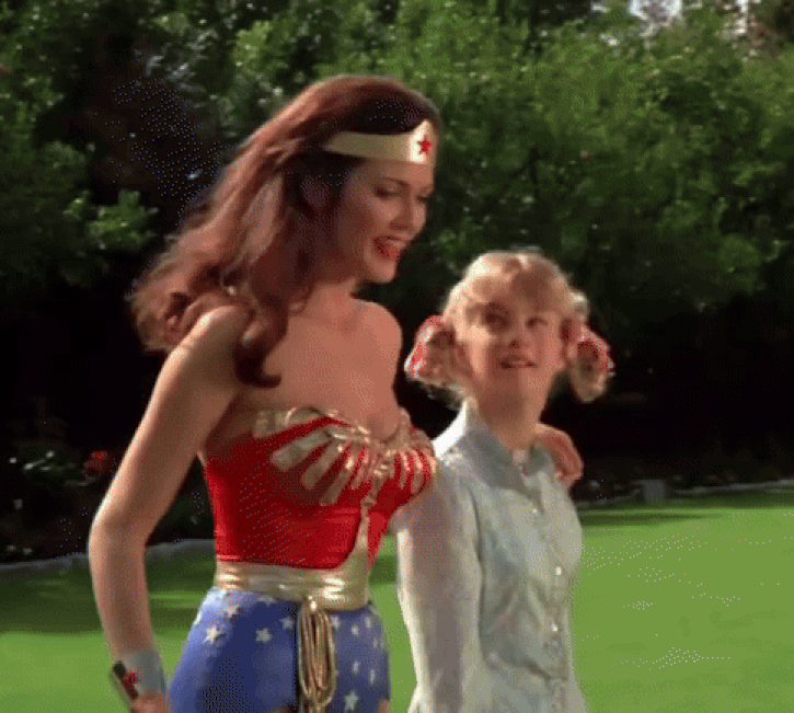 Wonder Woman showing her acrobatic skills