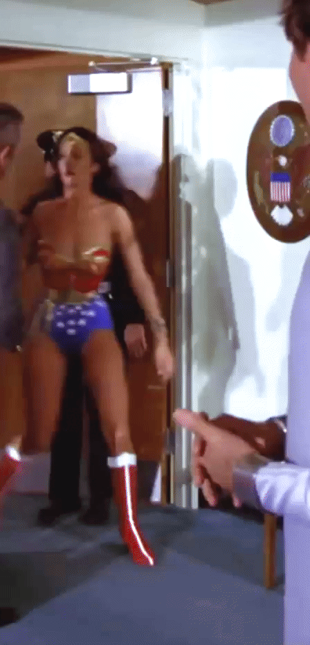 'Problem solved, boys...Wonder Woman is here!'