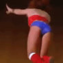 Wonder Woman jumping high into the air