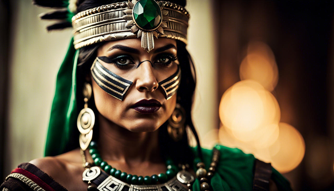 A female aztec warrior with war paint on and tradi by ...