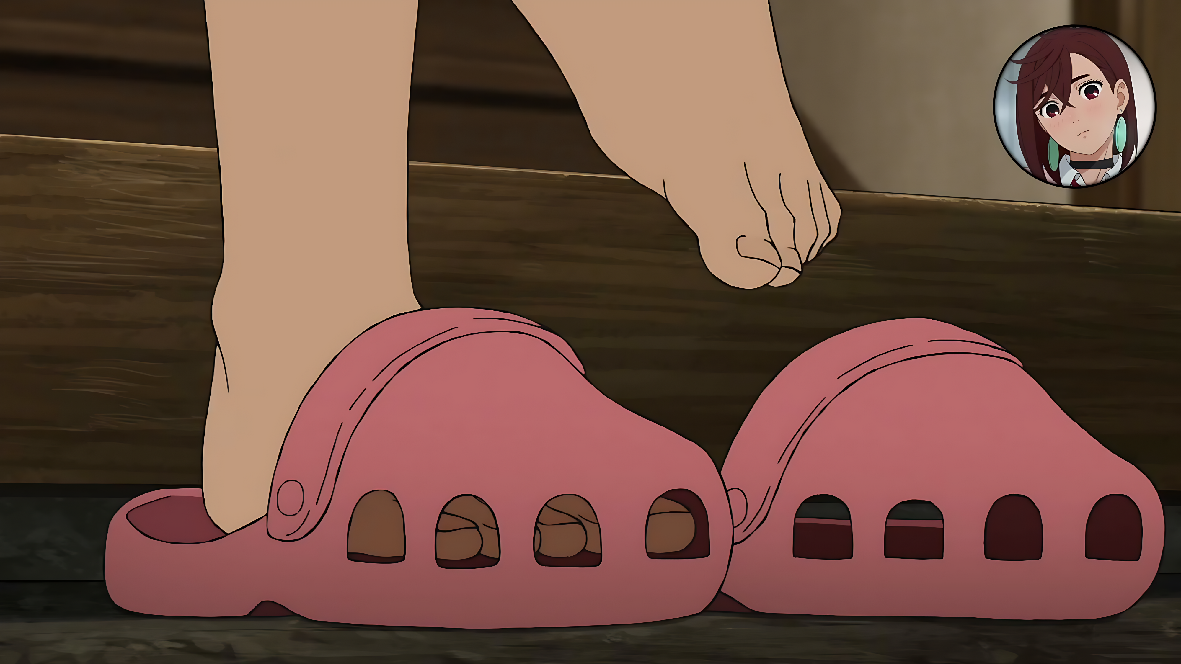 Momo Ayase Feet - Putting on crocs