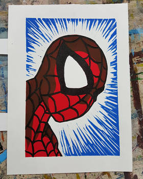 Spiderman Linocut Print