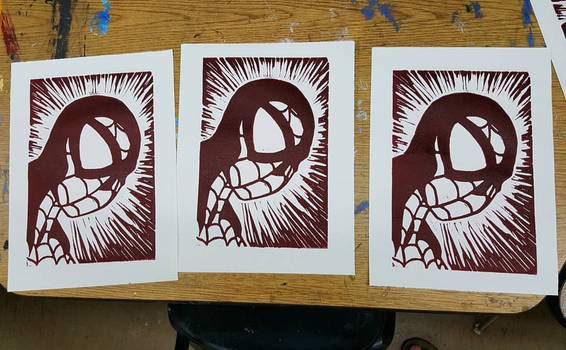 Spiderman Linocut Print | single color