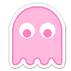 Pink Pac Man Ghost-sticker