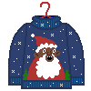 Mabel's Sweater-Santa Claus in snowing woods