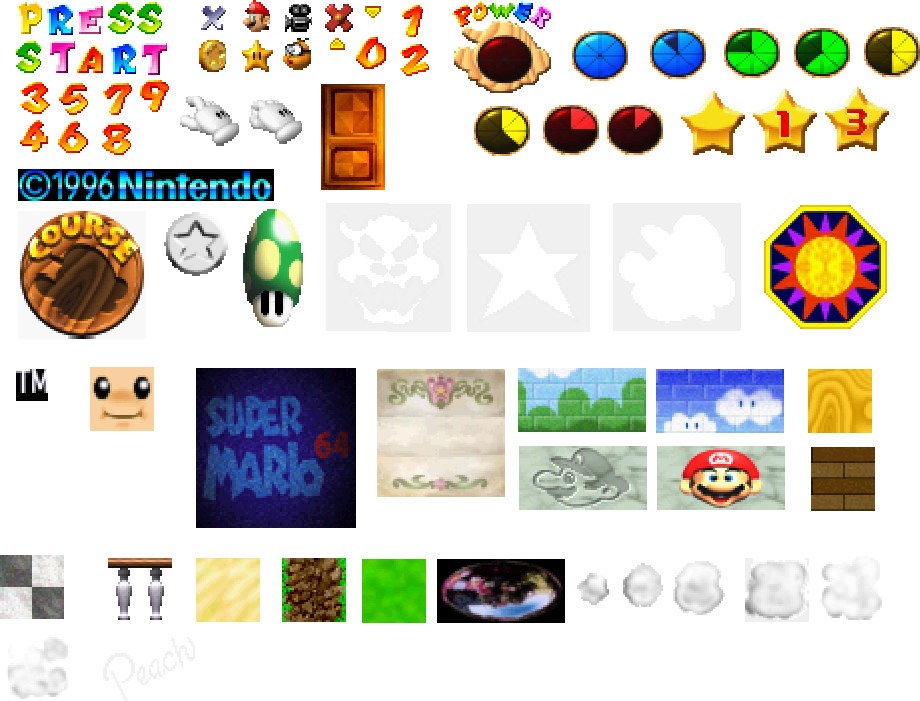 Super Mario 64 Textures (every one i have) by luluser1235 on DeviantArt